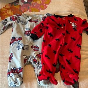 Carter's Red and Gray Fire Truck Footies